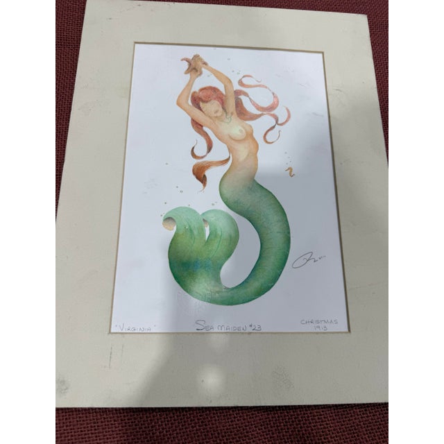 Nautical Robert Kline Sea Maiden Mermaid Virginia Signed Stamped Art Print 1913 # 23 For Sale - Image 3 of 3