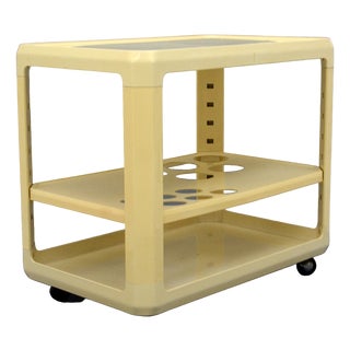 White Bar Trolley by Alberto Rosselli for Kartell, 1970s For Sale