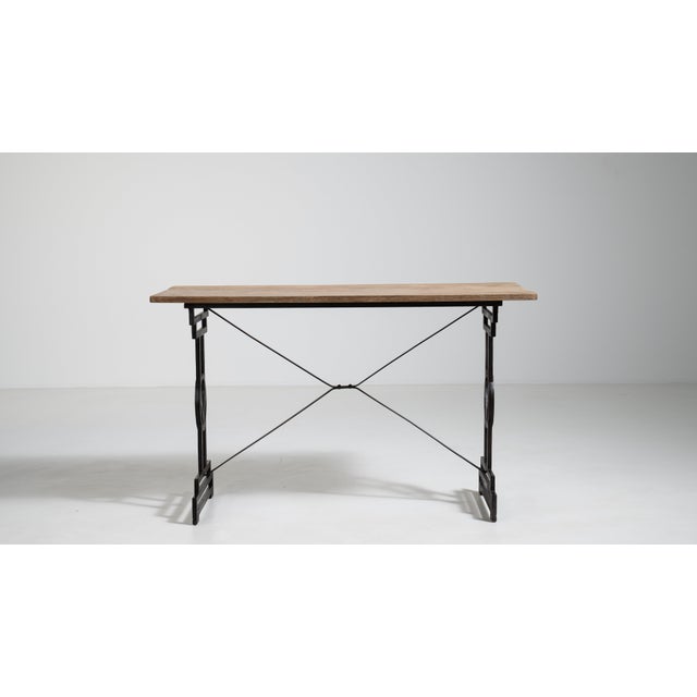 Cast Iron Bistro Table with Oak Top, Antique, France, 20th Century For Sale - Image 16 of 18