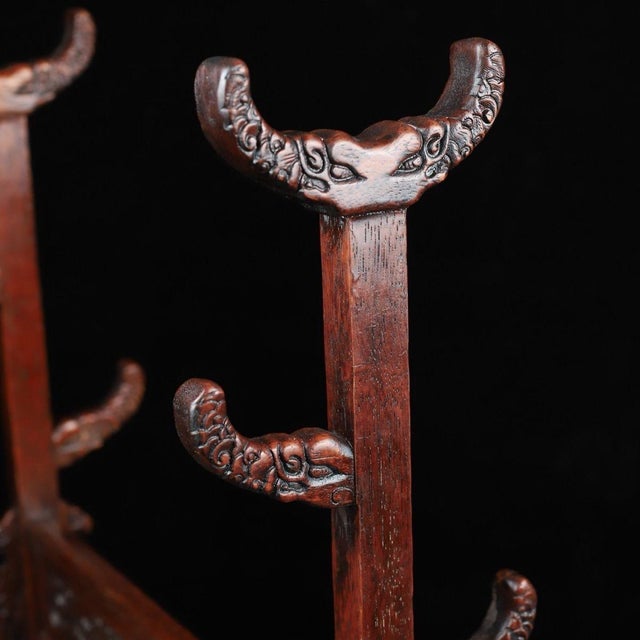 Huali Rosewood Carved Display Stand for Sword or Scroll For Sale - Image 9 of 10