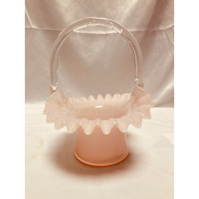 Early 20th Century Vintage Fenton Rose Pink Glass Basket For Sale - Image 6 of 6