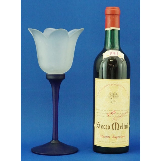 1950s Tulip-Shaped Blue and White Murano Opaline Glass Vase by Alfedo Barbini, Italy, 1950s For Sale - Image 5 of 18