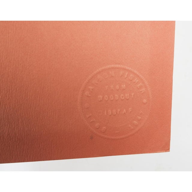 Circa 1960's reprint of a bird by Jonathan Fisher (1768-1847) on orange paper, titled "Eagle". Unframed, minor fading...