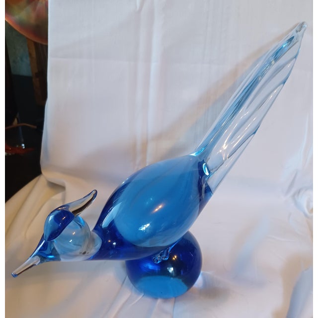 A art glass "Copen Blue " Pheasant figurine in excellent condition. It is known for its elongated tail and the free form...