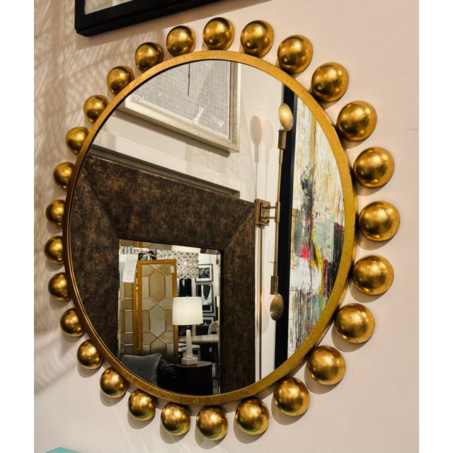 Timeless Modern Gold Ball Round Wall Mirror, showroom floor sample