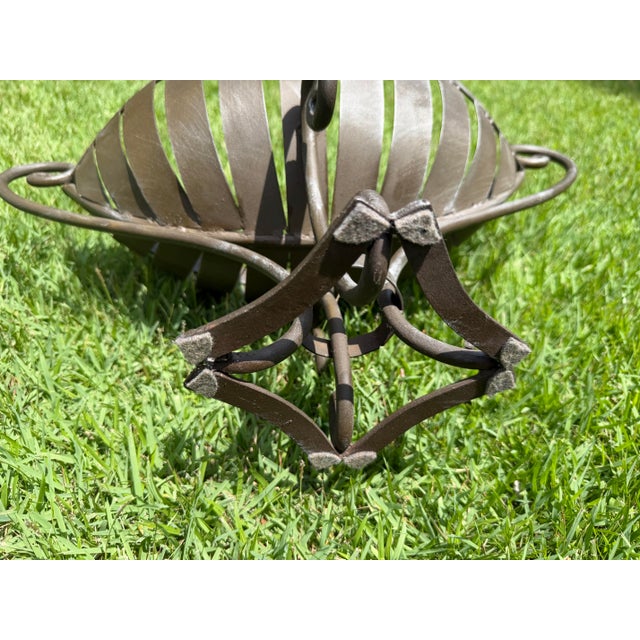 Vintage Wrought Iron Leaf Form Pedestal Centerpiece Bowl For Sale - Image 10 of 12