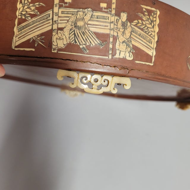 Antique Chinese Inlaid Marriage Tray With Figural and Floral Scenes, Late Qing For Sale - Image 12 of 13