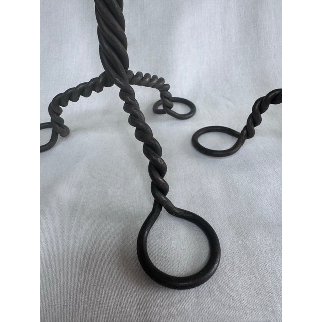 Vintage Brutalist Copper Cup Twisted Iron Metal Candlesticks, Set of Three For Sale - Image 11 of 11