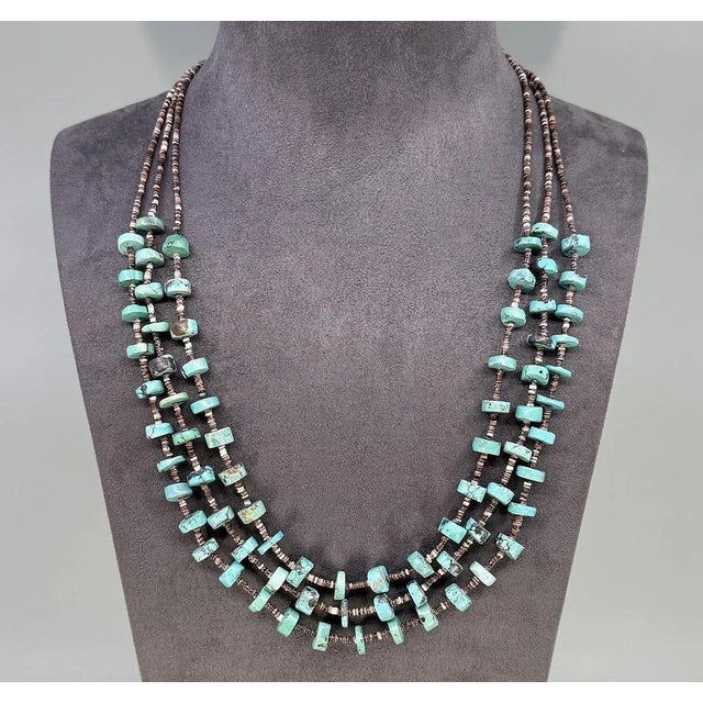 Late 20th Century Turquoise Shell Hieshi Beaded Multi Strand Necklace For Sale In Seattle - Image 6 of 7