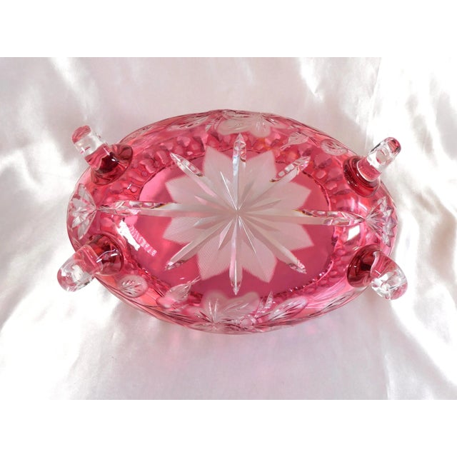 1940s Pink Cut to Clear Footed Bowl For Sale - Image 4 of 5