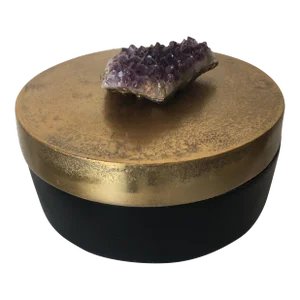 Italian Hand - Made Round Lidded Box With Amethyst Top