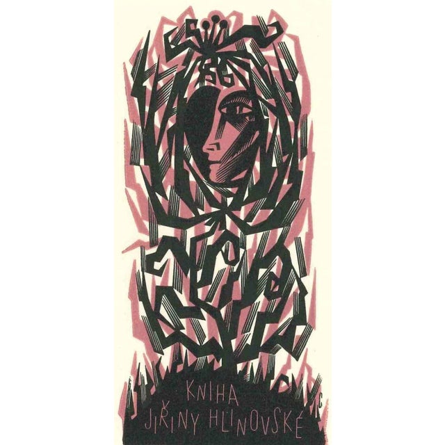 Ex Libris Hlinovské is an original Modern Artwork realized in 1968. Original Colored woodcut print on ivory-colored paper....