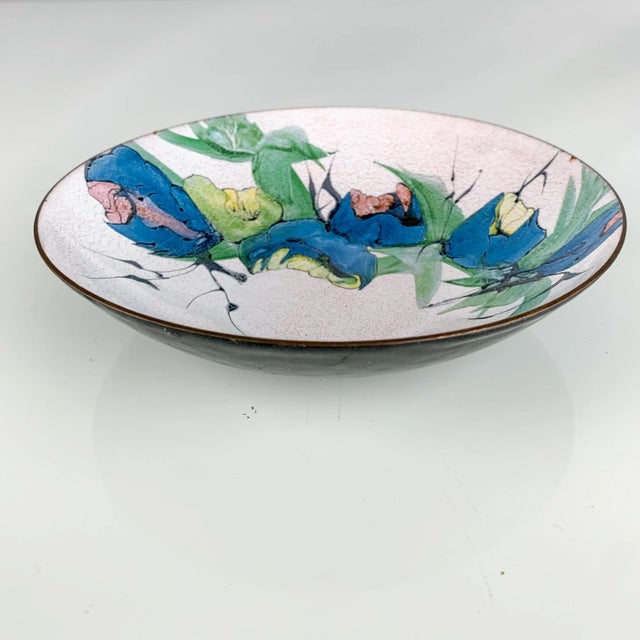 Vintage Mid Century Modern Painted Enamel Copper Bowl by Lilyan Bachrach Signed For Sale - Image 11 of 13