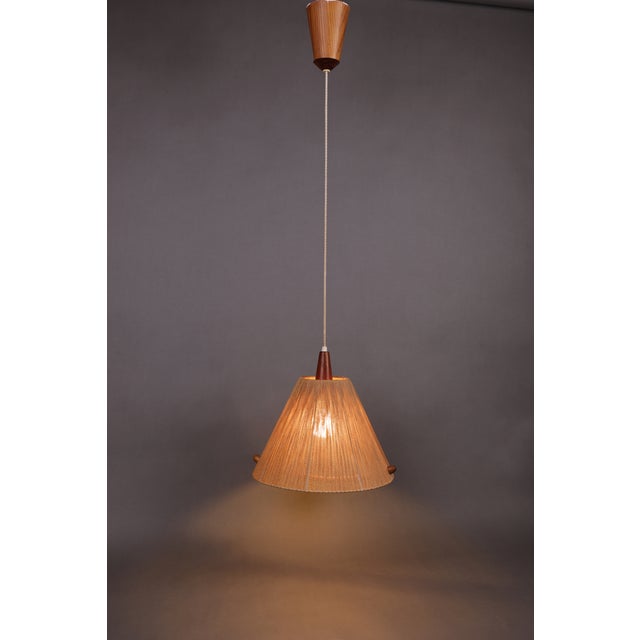 Mid-Century Pendant Lamp in Teak and String from Temde, Germany, 1960s For Sale - Image 9 of 10