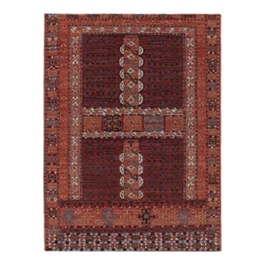 Rug & Kilim’s Yomut Ensi Style Rug in Red and Blue With Geometric Patterns