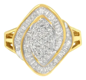 10K Yellow Gold Diamond Cluster Ring (3/4 Cttw, J-K Color, I2-I3 Clarity) - Size 7-1/2 EVS1010