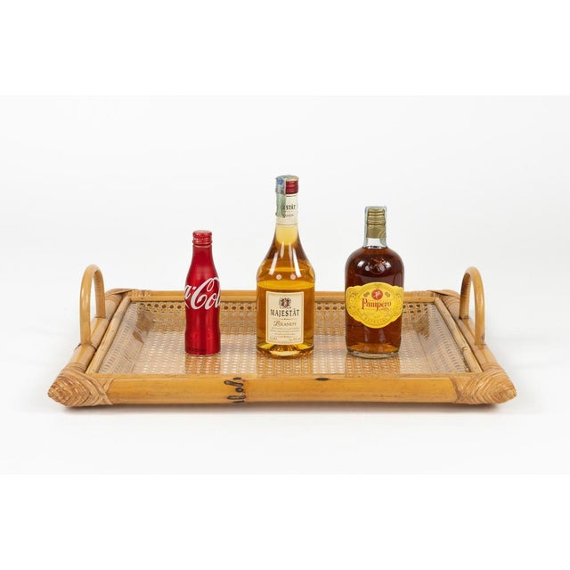 Christian Dior Mid-Century Modern Serving Tray in Bamboo and Rattan from Christian Dior, 1970s For Sale - Image 4 of 16