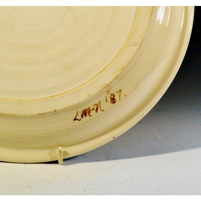 Carole Moses Harman Hand-Painted Pottery Dish, Arctic Char, Dated 1987 For Sale - Image 4 of 6