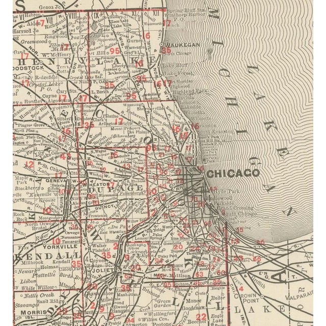 Antique Map of Illinois The Prairie State by Ran McNally, 1899 For Sale - Image 3 of 12