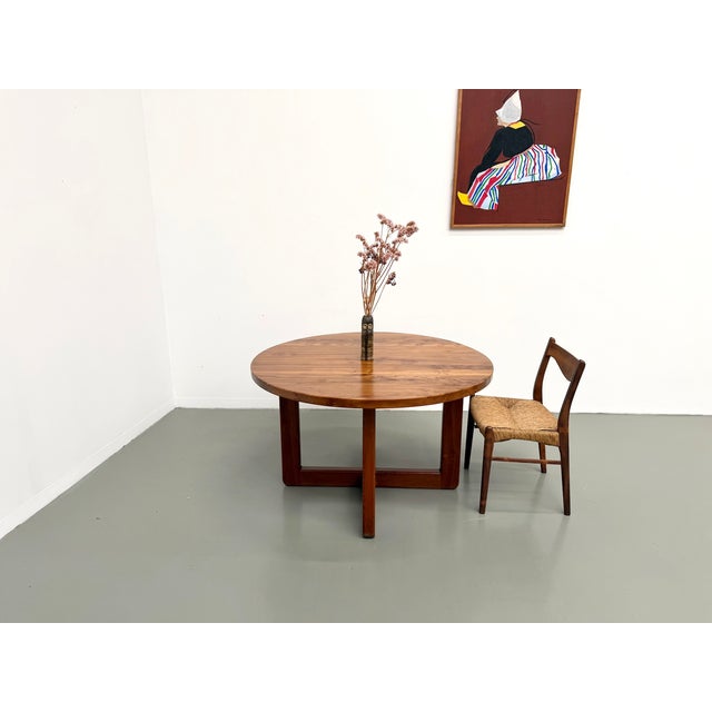 Vintage Round Table in Elm, 1950s For Sale - Image 4 of 18