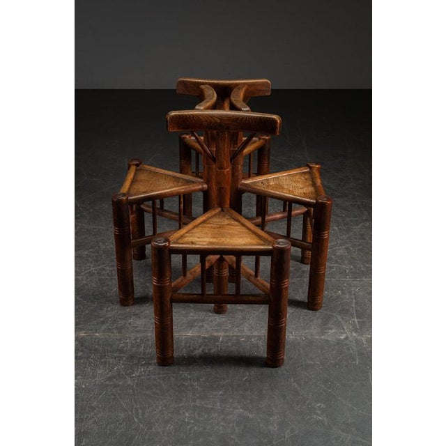 Brown Swedish Tripod Chairs, 1960s, Set of 4 For Sale - Image 8 of 13