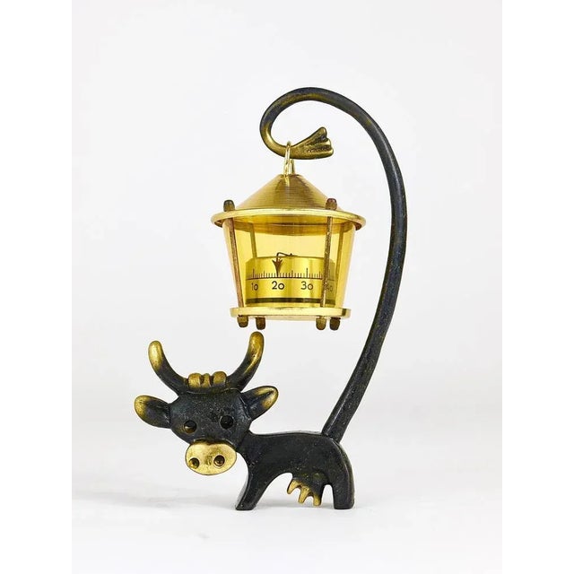 Cow Figurine with Thermometer by Walter Bosse attributed to Herta Baller, Austria, 1950s For Sale - Image 3 of 8