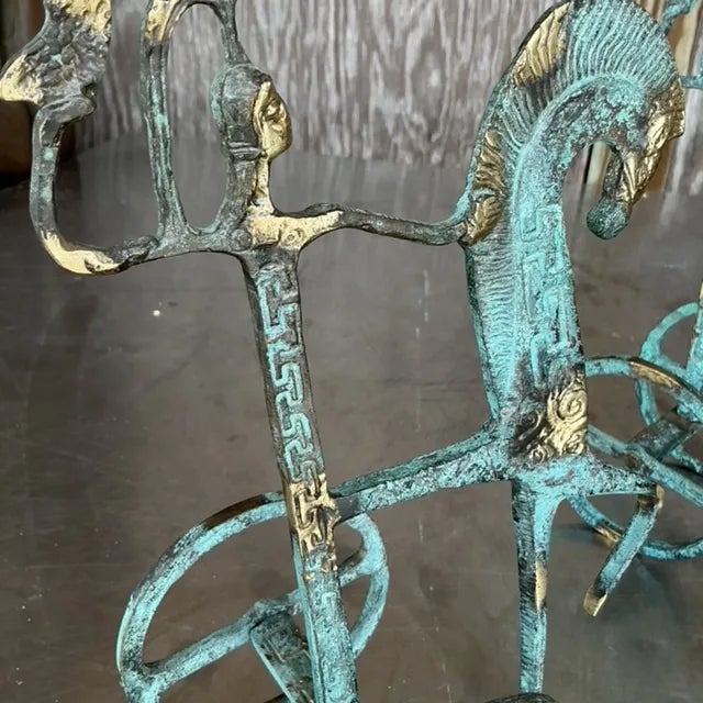 Mid 20th Century Vintage Regency Etruscan Soldiers on Horseback - a Pair For Sale - Image 5 of 8