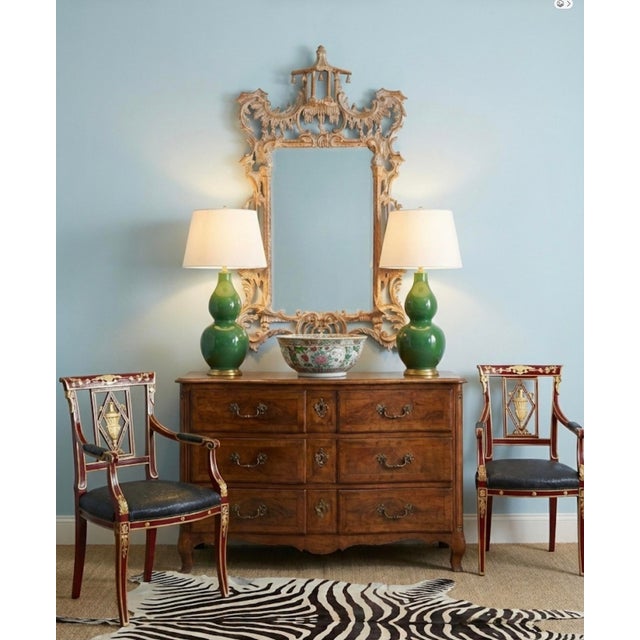 Neo-Classical Carved and Painted Arm Chairs Att. To David Michel - Pair For Sale - Image 4 of 6