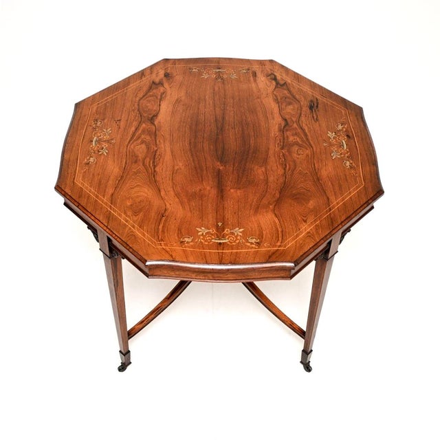 Antique Edwardian Inlaid Octagonal Centre Table, 1890 For Sale - Image 4 of 9