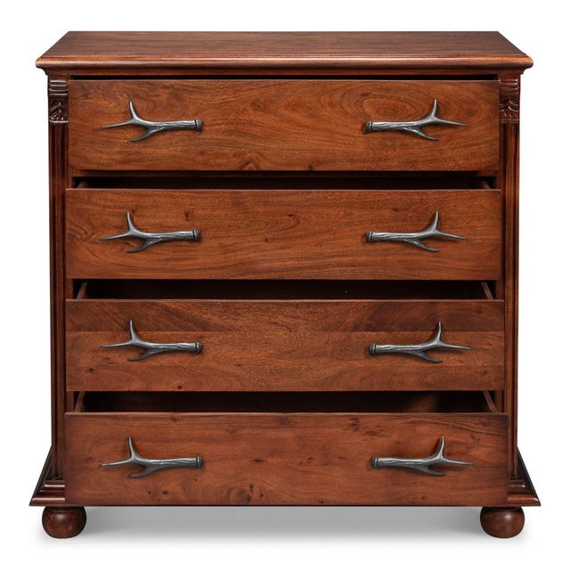 Cabin Lodge Chest of Drawers with Cast Antler Pulls For Sale - Image 3 of 11