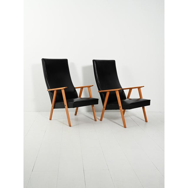 Scandinavian High Back Armchairs, 1960s, Set of 2 For Sale - Image 4 of 11