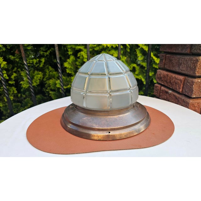Metal Vintage Art Deco Brass Ceiling Lamp, 1920s For Sale - Image 7 of 7