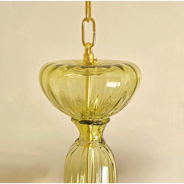 1980s Large Mid Century Modern Green Murano Glass Chandelier For Sale - Image 11 of 12