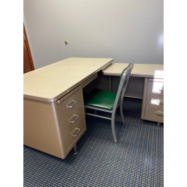 1950s Steelcase Tanker Desk With Return Chairish