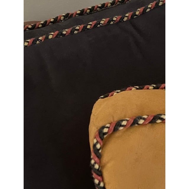Great Pair Suede Pillows With Decorative Rope For Sale - Image 4 of 6
