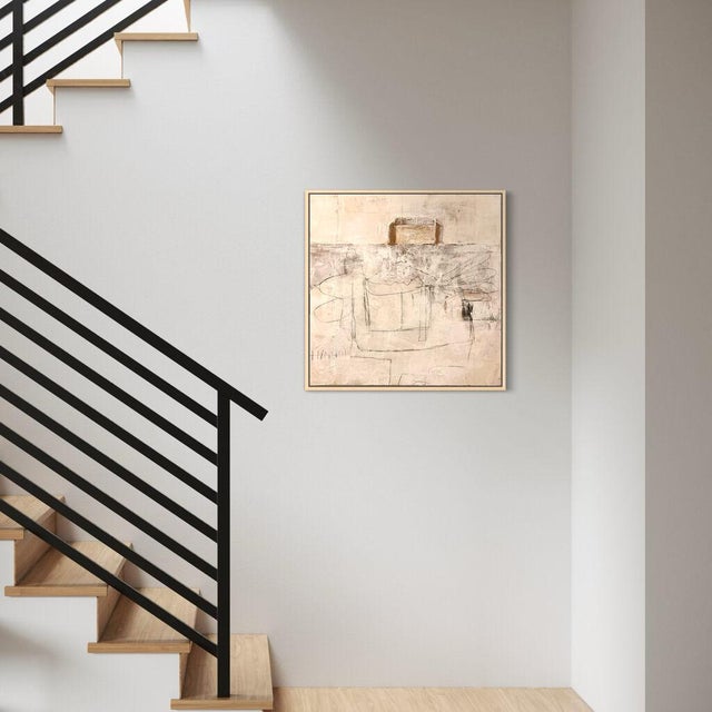 Christiane Corcelle "Suspendu Dans Le Monochrome" Mixed Media on Board, Framed Minimalist Abstract Painting in Cream and Beige, 2022 For Sale - Image 9 of 9