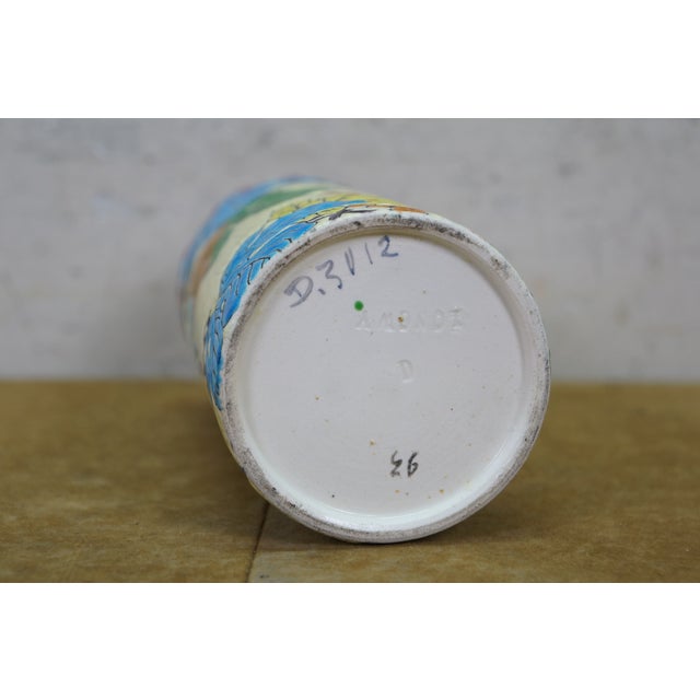 Antique French Longwy Emaux Cloisonne Enamel Grapevine Ceramic Cylinder Vase 7" For Sale - Image 6 of 10