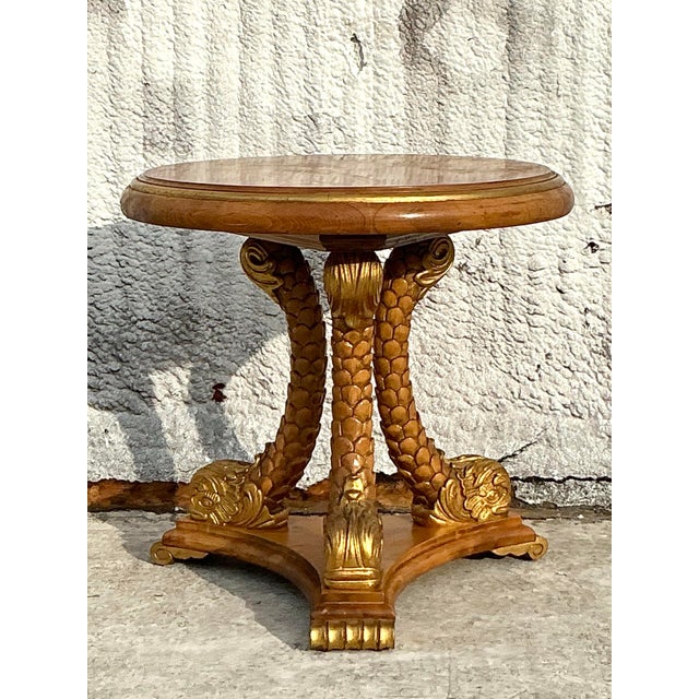 Wood Vintage Regency Gilt Tipped Koi Tabouret Table For Sale - Image 7 of 11