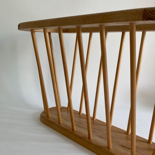 Wood 20th Century, Vintage Blonde Wood Magazine Rack, Modern Spindle Style For Sale - Image 7 of 9