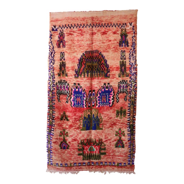 Abstract Vintage Moroccan Rug - 5'5" X 9'5" Ft For Sale