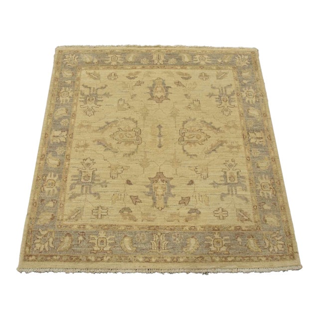Ziegler Rug 4’1” X 4’2” Beige Wool Traditional Hand-Knotted Oriental Carpet For Sale