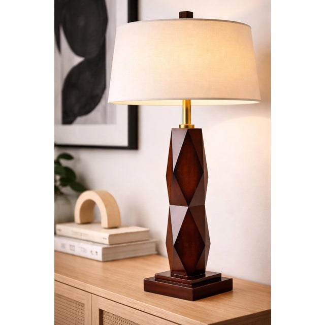 Late 20th Century Architectural Faceted Table Lamps — a Pair For Sale - Image 4 of 9