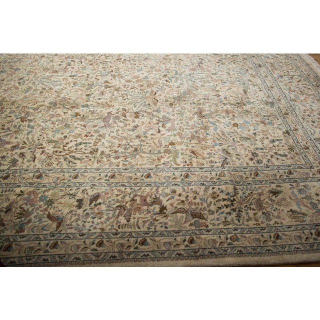 1950s Vintage Persian Tabriz Forest Scene Square Wool Carpet For Sale - Image 13 of 14