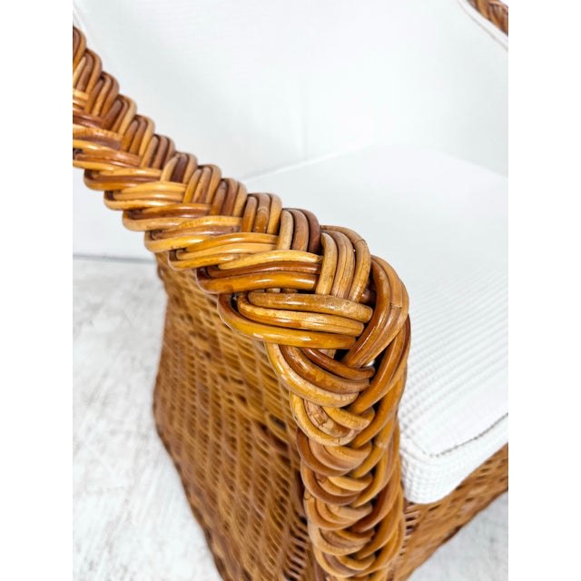 Wood Vintage Wicker Works Style Arm Chair For Sale - Image 7 of 8
