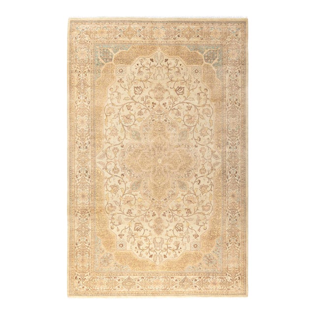 Mogul, One-of-a-Kind Hand-Knotted Area Rug - Ivory, 6' 1" x 9' 5" For Sale