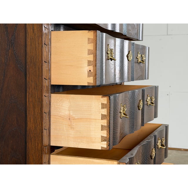Baroque Danish Baroque Oak Serpentine Tallboy Chest of Drawers, 1940s For Sale - Image 3 of 13