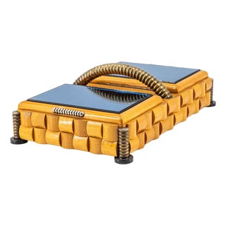 Vintage Wooden Box with Brass Decor in the style of Paolo Buffa, 1930s For Sale