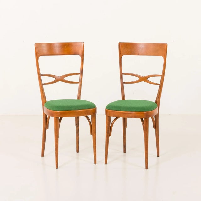 Mid-Century Modern Italian Chairs in Walnut and Wool, 1950s, Set of 6 For Sale - Image 11 of 18