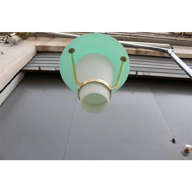 Stilnovo White and Green Murano Glass Lantern from Stilnovo, 1950s For Sale - Image 4 of 7