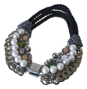 Vintage 1980s Chunky Mixed-Media Statement Bib Necklace